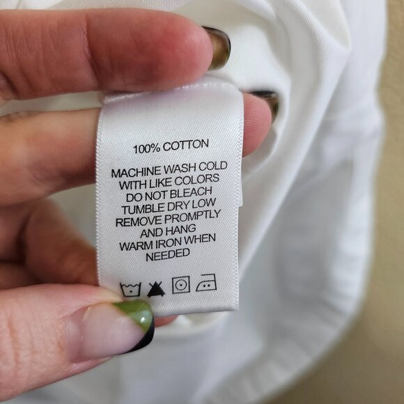 FOXCROFT NYC Heritage Non-Iron White Cotton Sleeveless Button Up Tunic Top~10 - Picture 9 of 10